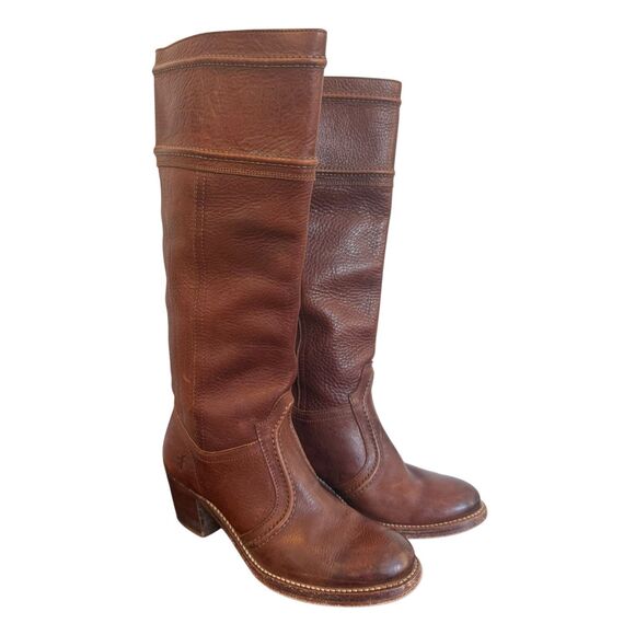 Frye Jane 14l stitched Pebbled leather heeled boots size 6 western - Picture 2 of 10